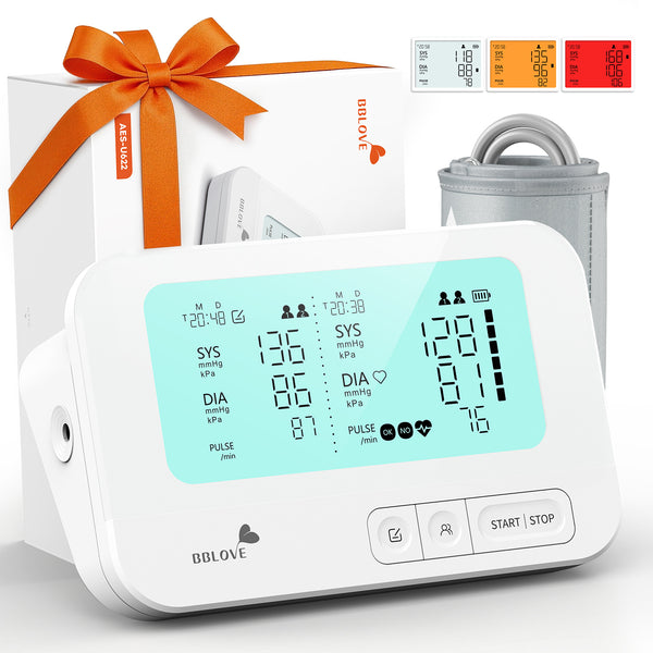 BBLOVE Blood Pressure Monitor for Home Use FSA&HSA Eligible, Medical-Grade Accuracy,Automatic Upper Blood Pressure Monitor with Three-Color Warning and 2-User Memory, Large Backlight Display